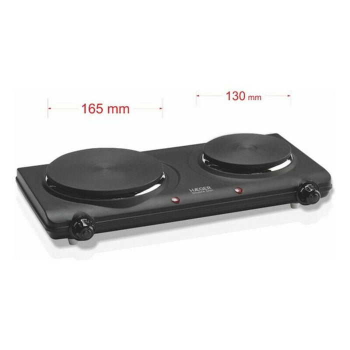 Placa Eléctrica de Cocción Haeger HP-02B.013A Negro 2 Fogones 2250W