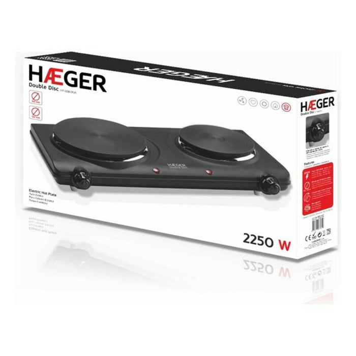 Placa Eléctrica de Cocción Haeger HP-02B.013A Negro 2 Fogones 2250W