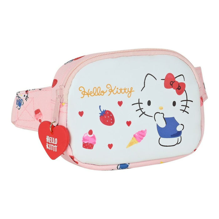 Riñonera Hello Kitty Happiness girl Rosa Blanco (14 x 11 x 4 cm)