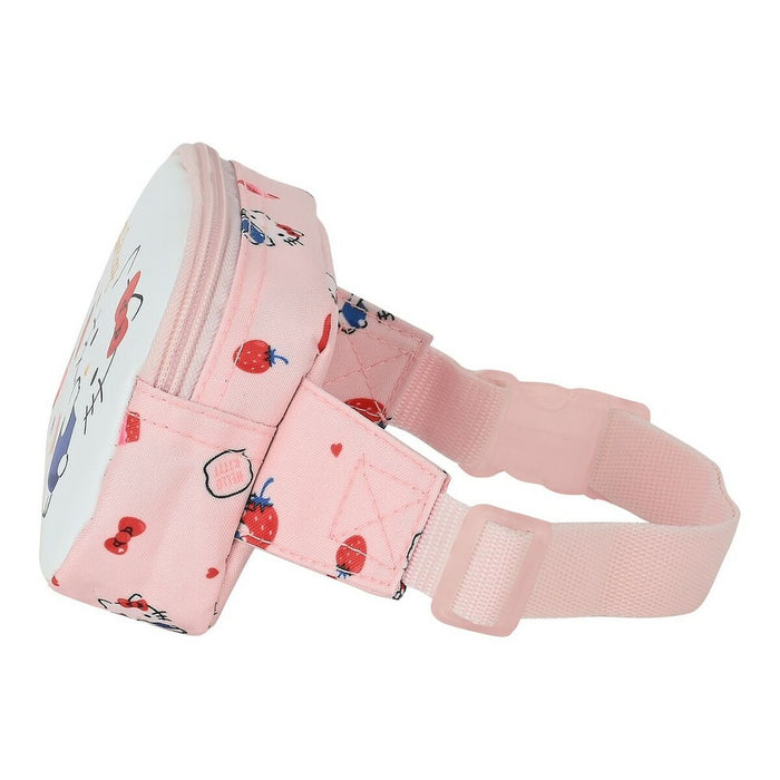 Riñonera Hello Kitty Happiness girl Rosa Blanco (14 x 11 x 4 cm)