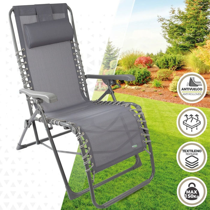Tumbona Aktive textileno Gris 160 x 76 x 52 cm