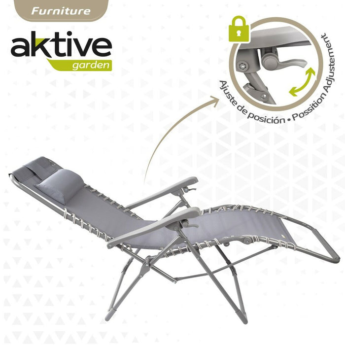 Tumbona Aktive textileno Gris 160 x 76 x 52 cm