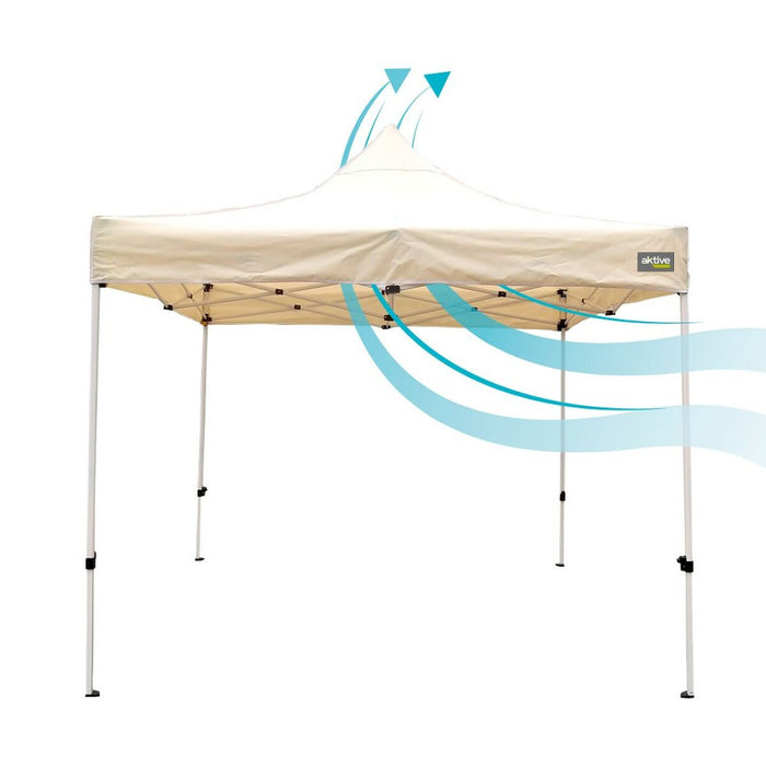 Gazebo Aktive Pieghevole Altezza regolabile Acciaio Poliestere 420D Oxford Crema 300 x 320 x 300 cm