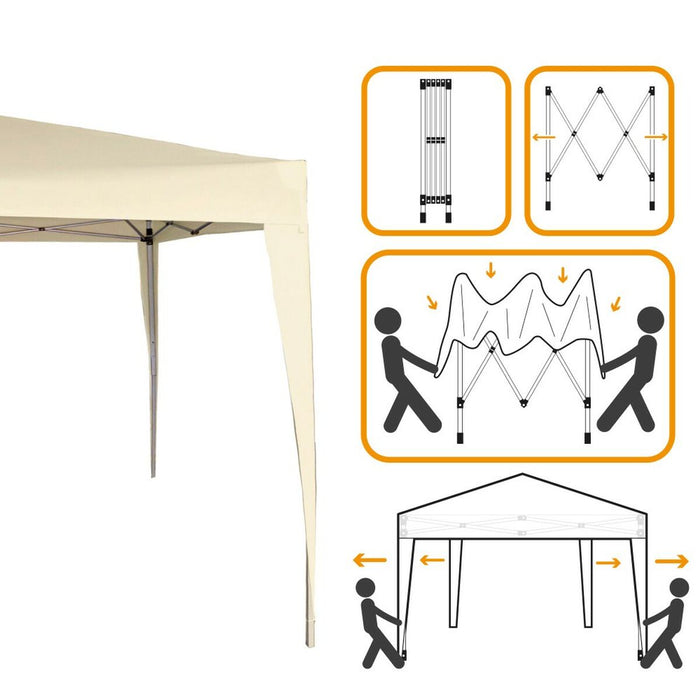 Cenador Aktive 300 x 240 x 300 cm Acero Crema Plástico