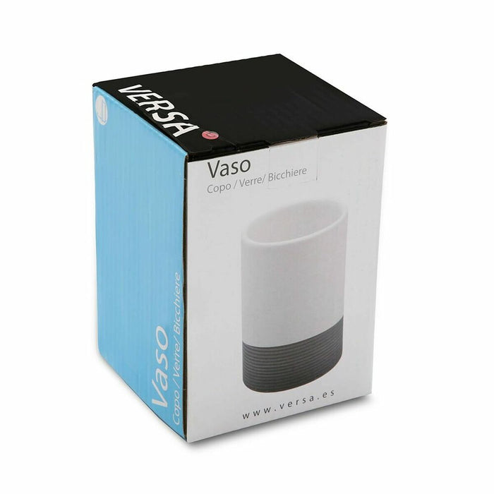 Toothbrush Holder Versa White/Green Ceramic (7 x 10,3 x 7 cm)