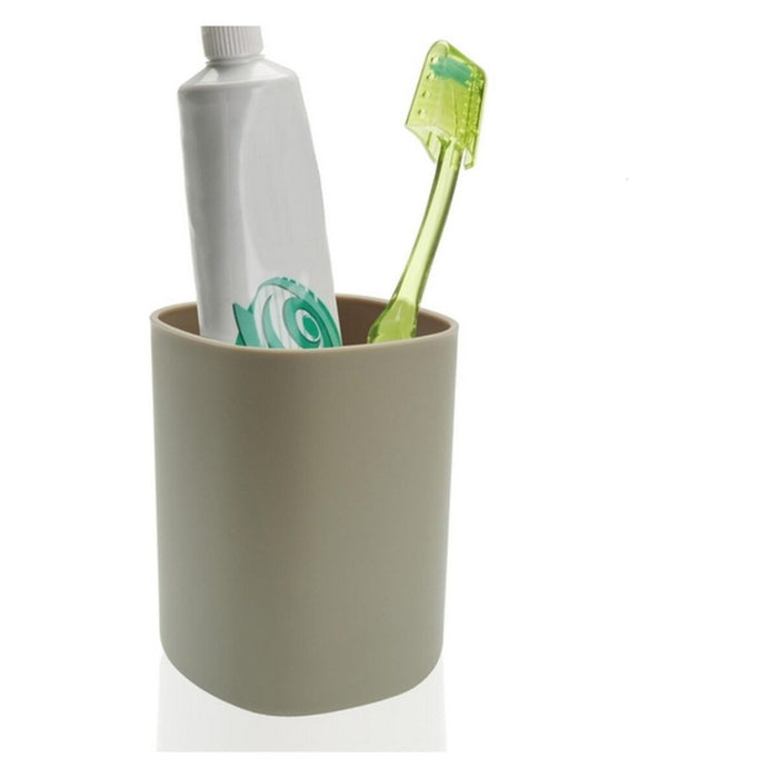 Toothbrush Holder Versa Beige polypropylene (7,8 x 7,8 x 10,5 cm)