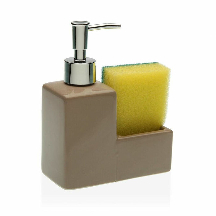 Dispensador de Jabón Versa Beige Estropajo Cerámica (6 x 16,5 x 13 cm) (13 x 6 x 16,5 cm)