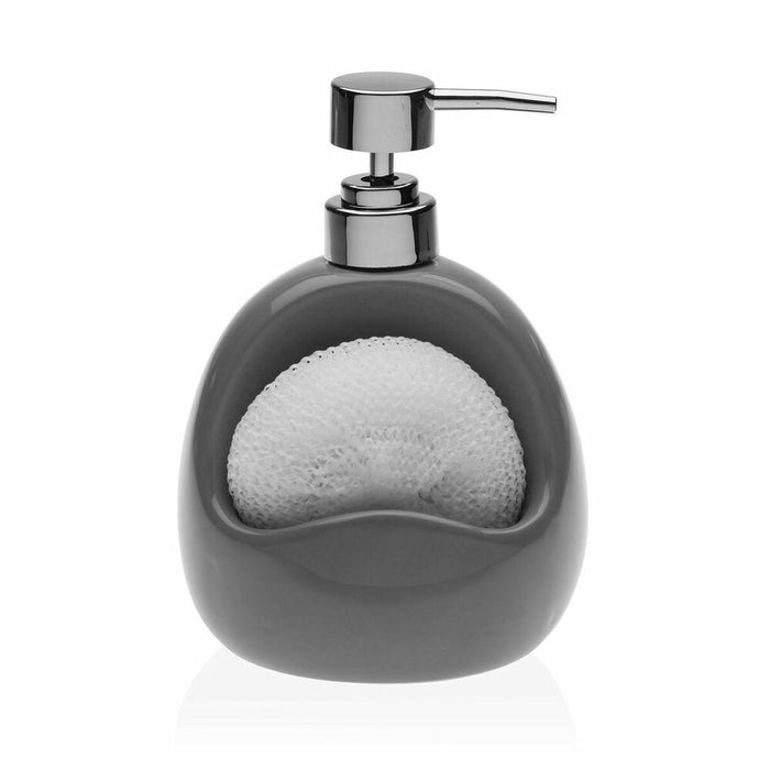 Dispensador de Jabón Versa Gris Estropajo Cerámica (16,5 x 16 x 10,5 cm) (10,5 x 16,5 x 16 cm)