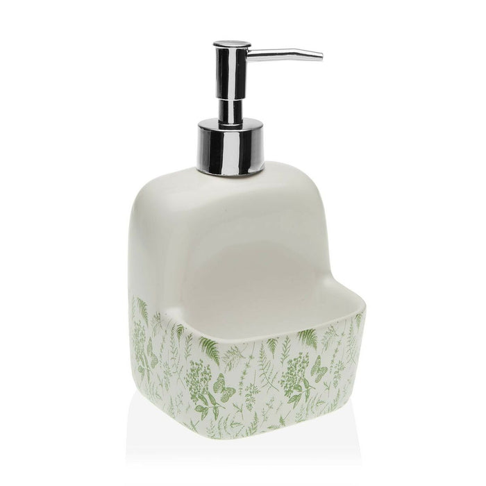 Dispensador de Jabón Versa Lara Hojas Blanco Cerámica (9,4 x 17,8 x 10,5 cm)