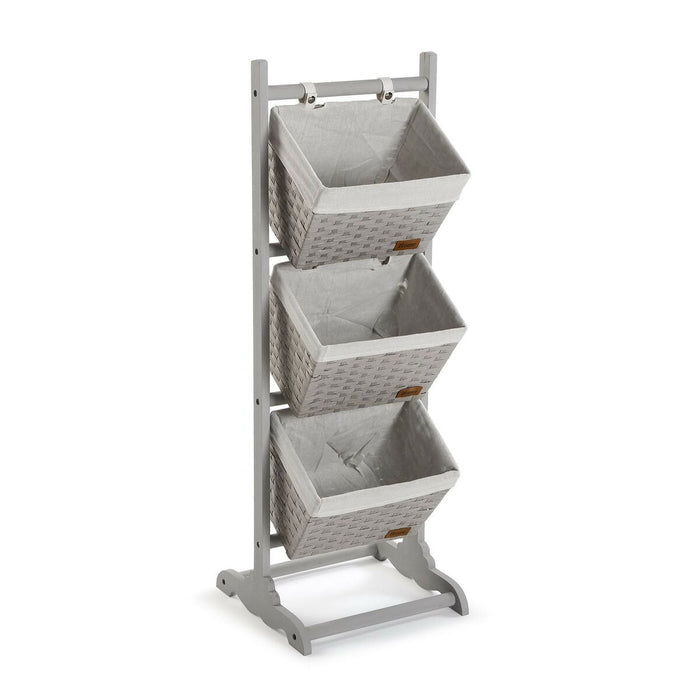 Bathroom Shelves Versa Grey 3 Baskets Wood Cotton Rattan 35 x 102 x 35 cm