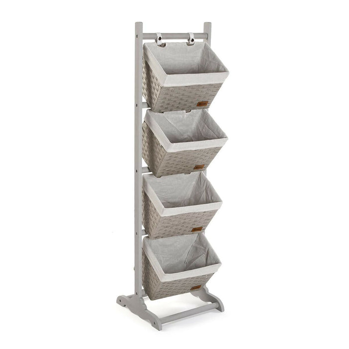 Bathroom Shelves Versa Grey 4 Baskets Wood Cotton Rattan 35 x 125 x 35 cm