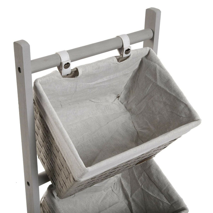 Bathroom Shelves Versa Grey 4 Baskets Wood Cotton Rattan 35 x 125 x 35 cm