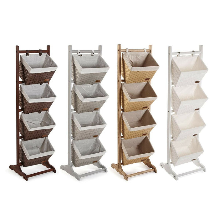 Bathroom Shelves Versa Grey 4 Baskets Wood Cotton Rattan 35 x 125 x 35 cm
