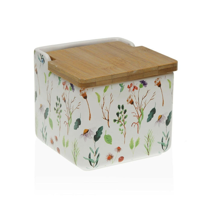 Salero con Tapa Versa Sansa Flores 12,2 x 11,5 x 12,2 cm Cerámica