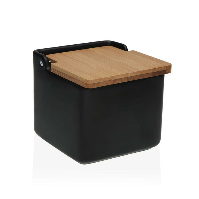 Salero con Tapa Versa Negro 12,2 x 11,5 x 12,2 cm Cerámica Dolomita