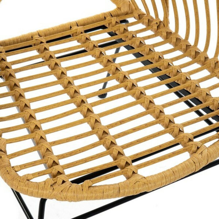 Silla de Jardín DKD Home Decor MB-166560 Negro Natural Marrón claro Metal ratán sintético 76 x 67 x 86 cm
