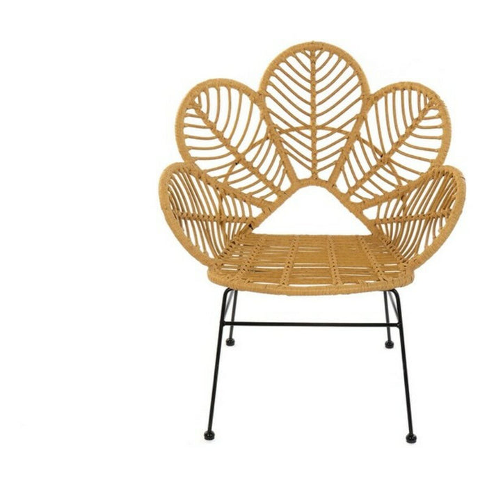 Silla de Jardín DKD Home Decor MB-166560 Negro Natural Marrón claro Metal ratán sintético 76 x 67 x 86 cm