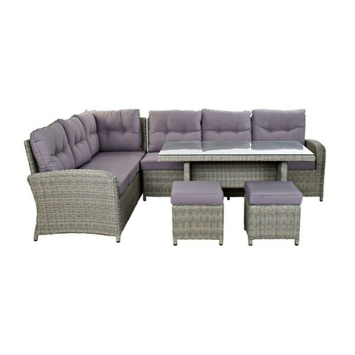 Conjunto de Sofá y Mesa DKD Home Decor MB-166669 Exterior Cristal Poliéster ratán sintético Acero (267 x 204 x 90 cm) (4 pcs)