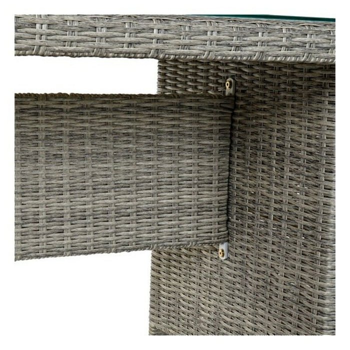 Conjunto de Sofá y Mesa DKD Home Decor MB-166669 Exterior Cristal Poliéster ratán sintético Acero (267 x 204 x 90 cm) (4 pcs)