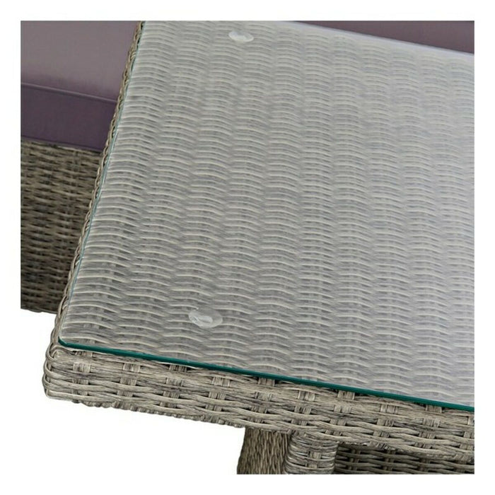 Conjunto de Sofá y Mesa DKD Home Decor MB-166669 Exterior Cristal Poliéster ratán sintético Acero (267 x 204 x 90 cm) (4 pcs)