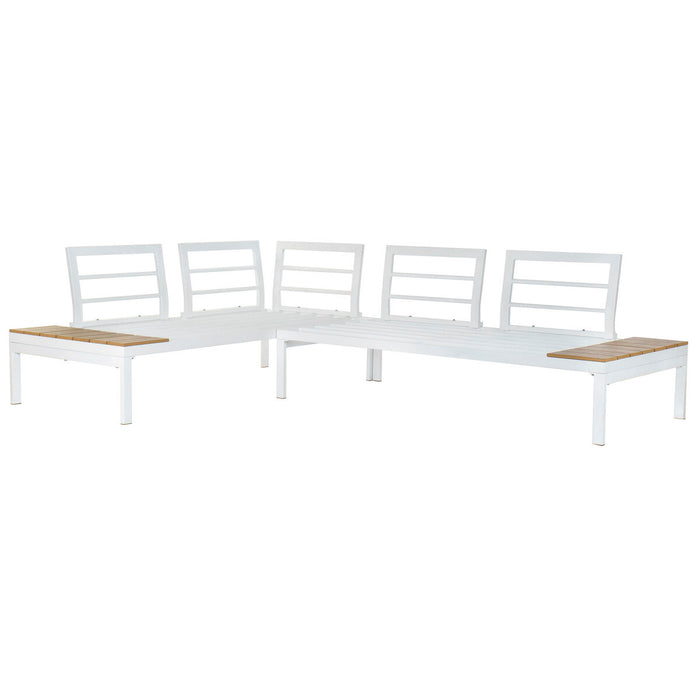Garden sofa DKD Home Decor White Grey Metal Resin Steel 30 x 40 cm 212 x 155 x 79 cm 228 x 155 x 79 cm