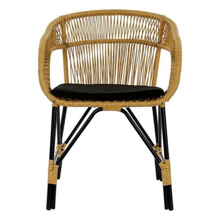 Sedia da giardino DKD Home Decor MB-178988 51 x 61 x 81 cm Naturale Nero Metallo rattan sintetico