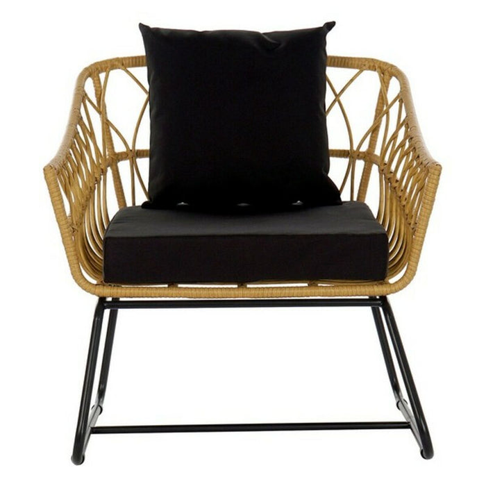 Sedia da giardino DKD Home Decor MB-178990 Naturale Nero Metallo Rattan (76 x 58 x 80 cm)