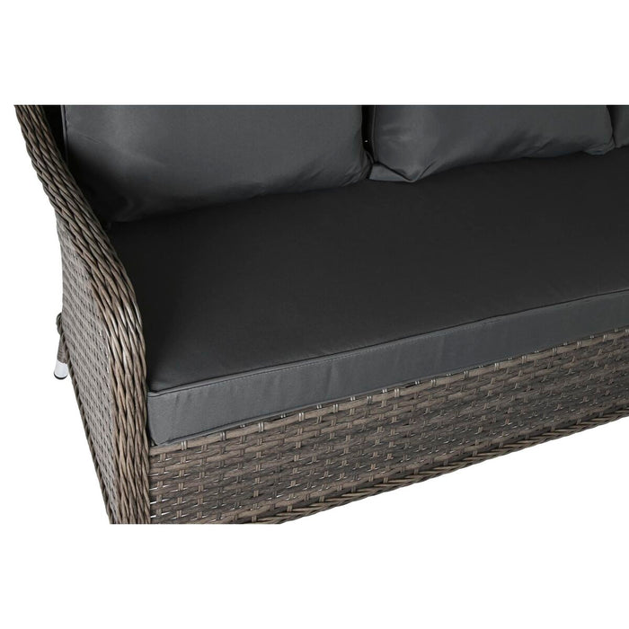 Sofá de Jardín DKD Home Decor Cristal Gris Poliéster ratán sintético Acero Marrón oscuro (175 x 73 x 81 cm)