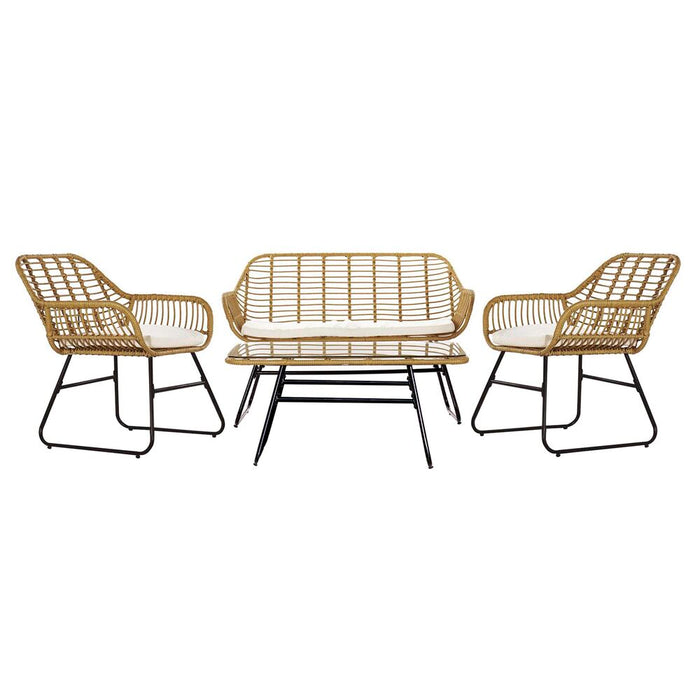 Sofá de Jardín DKD Home Decor Marrón Metal Poliéster ratán sintético (124 x 74 x 84 cm)  