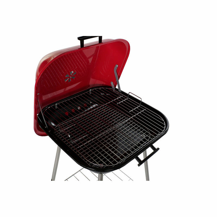 Barbacoa de Carbón con Tapa y Ruedas DKD Home Decor Rojo 60 x 57 x 80 cm Acero (60 x 57 x 80 cm)