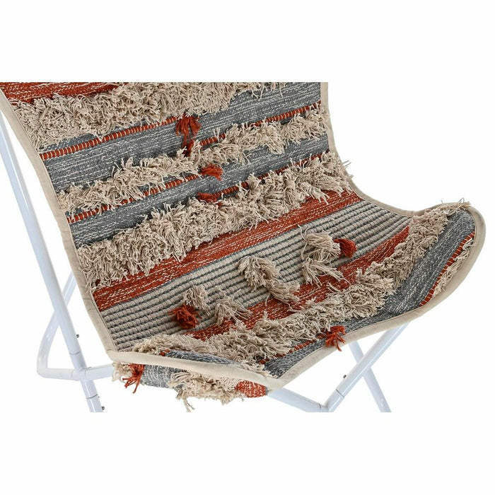 Silla de Jardín DKD Home Decor Naranja Algodón Blanco Hierro (74 x 65 x 90 cm)
