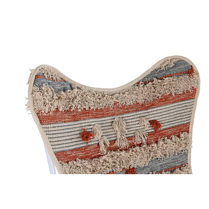 Silla de Jardín DKD Home Decor Naranja Algodón Blanco Hierro (74 x 65 x 90 cm)