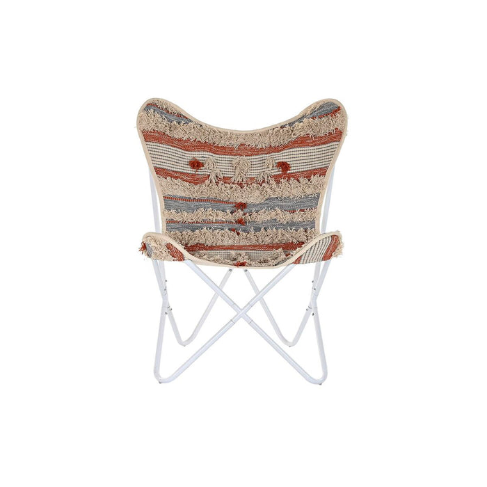 Silla de Jardín DKD Home Decor Naranja Algodón Blanco Hierro (74 x 65 x 90 cm)