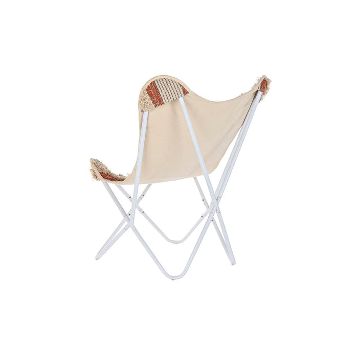 Silla de Jardín DKD Home Decor Naranja Algodón Blanco Hierro (74 x 65 x 90 cm)