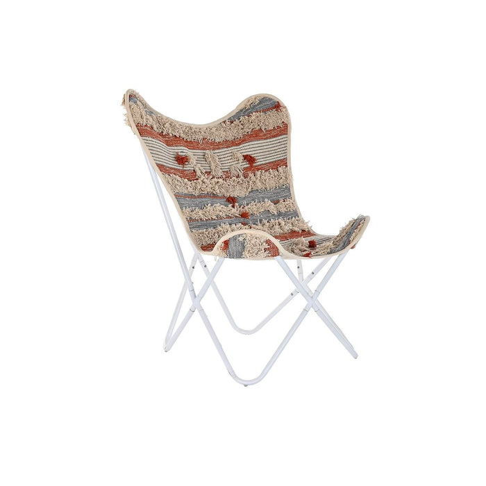 Silla de Jardín DKD Home Decor Naranja Algodón Blanco Hierro (74 x 65 x 90 cm)
