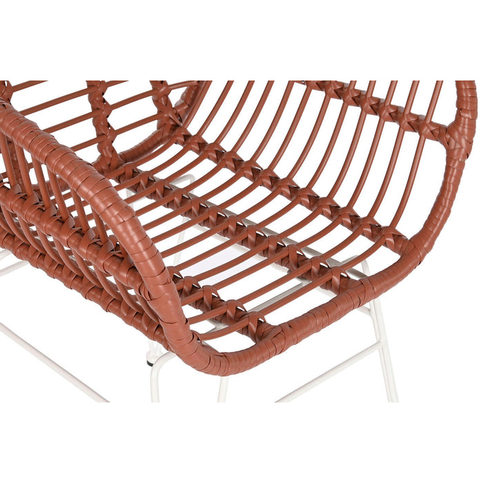 Silla de Jardín DKD Home Decor Blanco Terracota Metal ratán sintético 57 x 62 x 81 cm