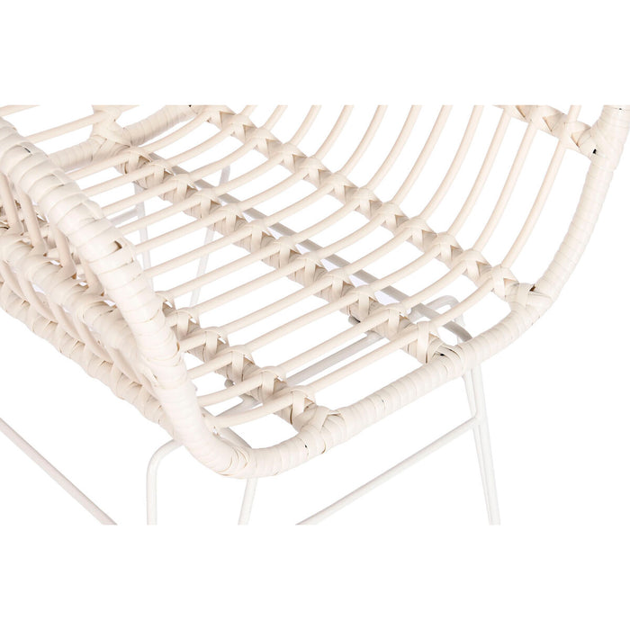 Silla de Jardín DKD Home Decor Blanco Metal ratán sintético 57 x 62 x 81 cm