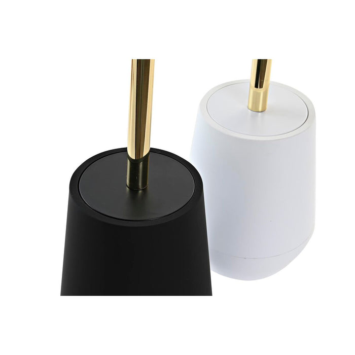 Escobilla para el Baño DKD Home Decor Blanco Negro Acero Inoxidable Poliestireno 12 x 12 x 34,5 cm (2 Unidades)