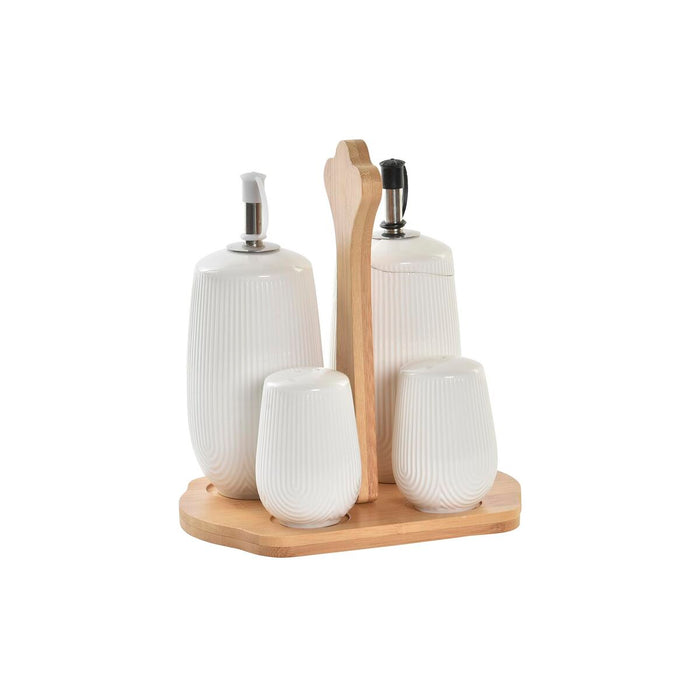 Set olio e aceto DKD Home Decor 17 x 12,5 x 18 cm Naturale Porcellana Bianco 5 Unità