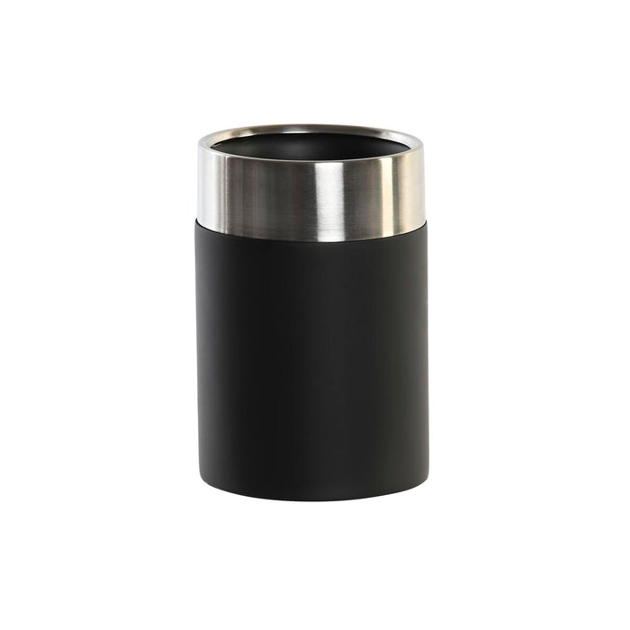 Portacepillos de Dientes DKD Home Decor 7 x 7 x 10,5 cm Plateado Negro Acero Inoxidable Resina