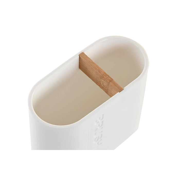 Portacepillos de Dientes DKD Home Decor 11,5 x 5,5 x 10,5 cm Natural Blanco Polipropileno