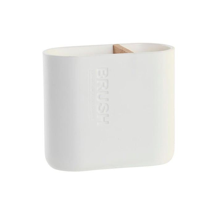 Portacepillos de Dientes DKD Home Decor 11,5 x 5,5 x 10,5 cm Natural Blanco Polipropileno