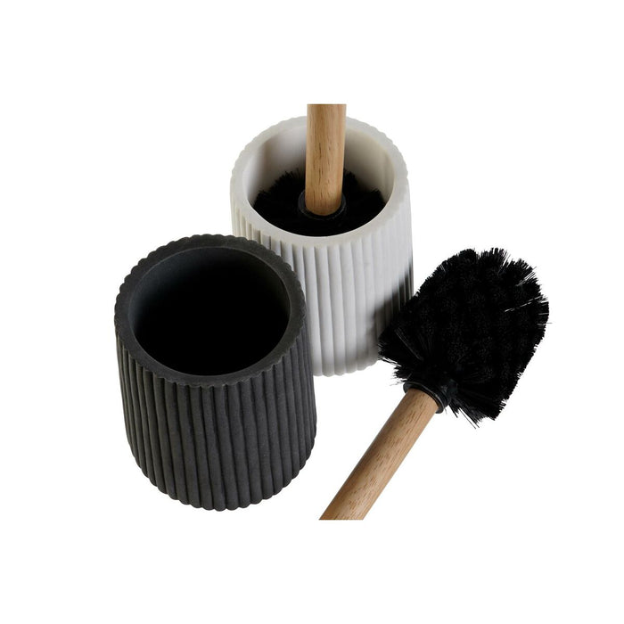 Escobilla para el Baño DKD Home Decor Blanco Gris Madera Resina 10,5 x 10,5 x 37 cm (2 Unidades)