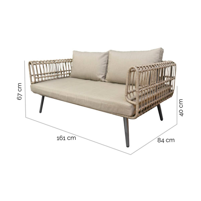 Sofá de 2 Plazas Ariki 161 x 84 x 67 cm ratán sintético Acero
