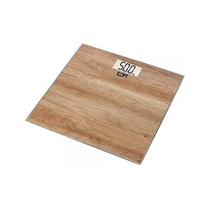 Digital Bathroom Scales EDM Crystal Wood 180 kg (26 x 26 x 2 cm)