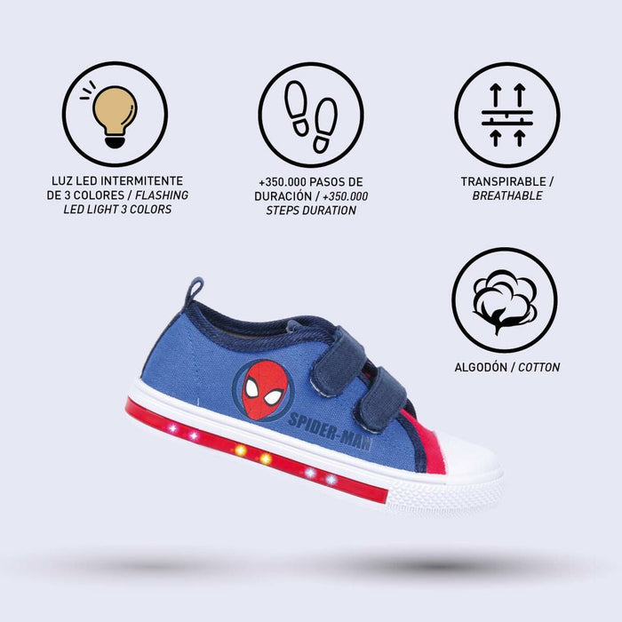 Zapatillas Casual Niño Spiderman Luces Azul