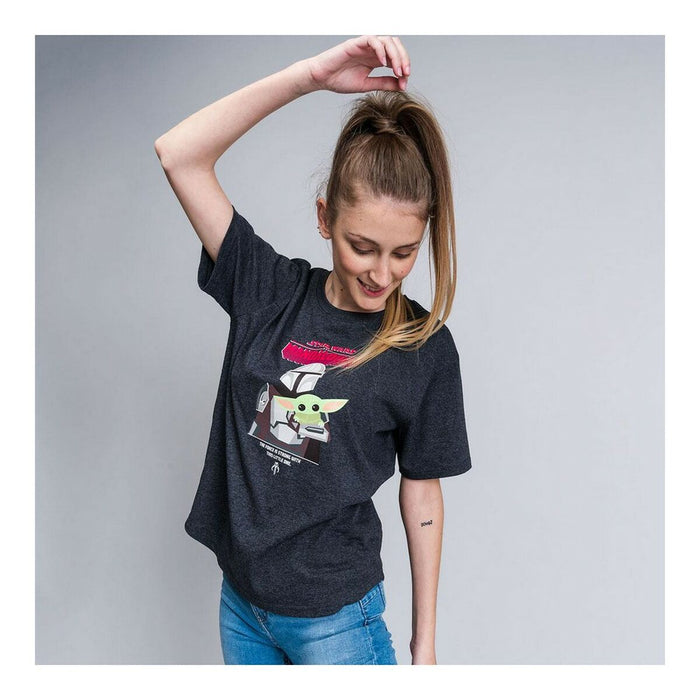 Maglia a Maniche Corte Donna The Mandalorian Nero