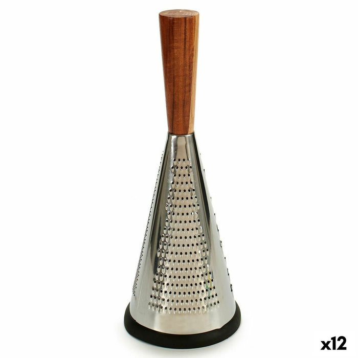 Rallador Múltiple Cónico Madera Acero Inoxidable 13 x 34,5 x 13 cm (12 Unidades)