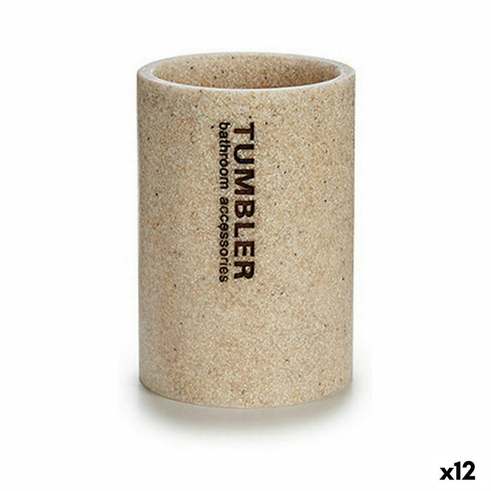 Portacepillos de Dientes Tumbler Beige Resina 7,5 x 10,5 x 7,5 cm (12 Unidades)
