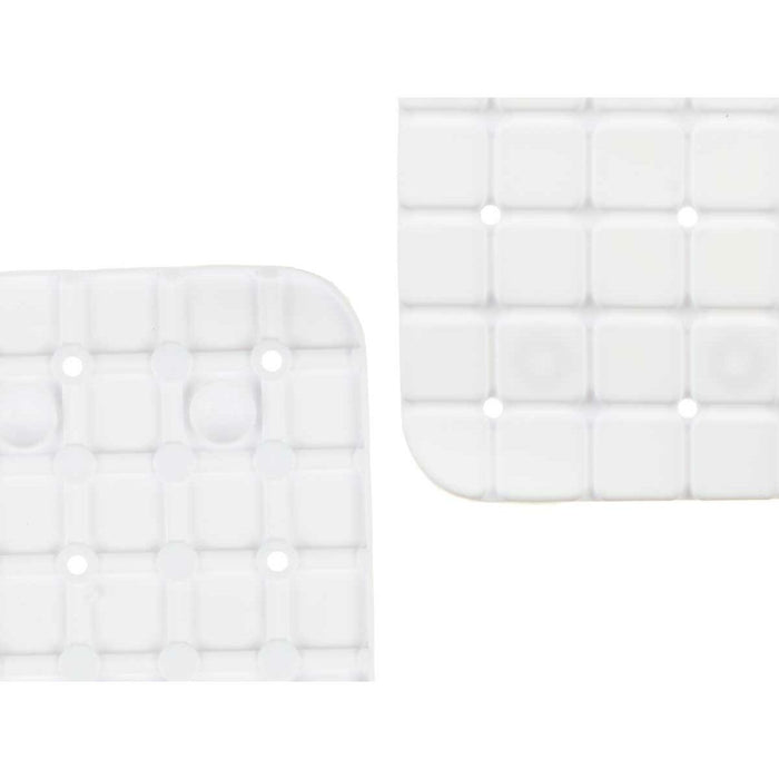Alfombrilla Antideslizante para Ducha Cuadros Blanco PVC 67,7 x 38,5 x 0,7 cm (6 Unidades)